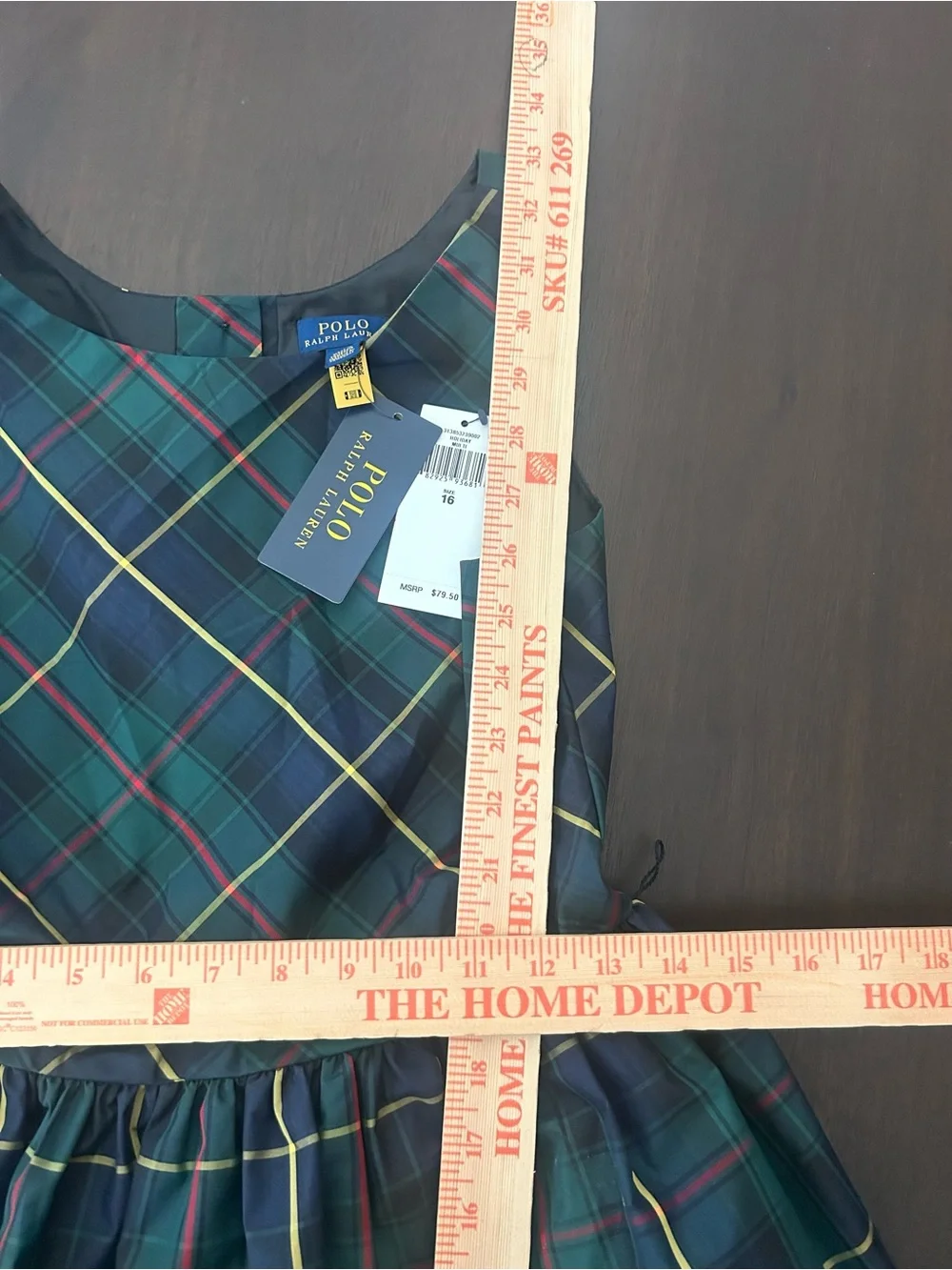 NWT Polo Ralph Lauren Girls Size 16 Preppy Green Plaid Tartan Holiday Dress